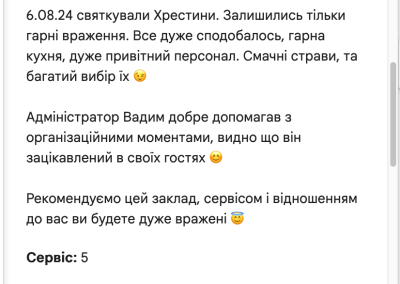 Ресторан Сієста відгуки